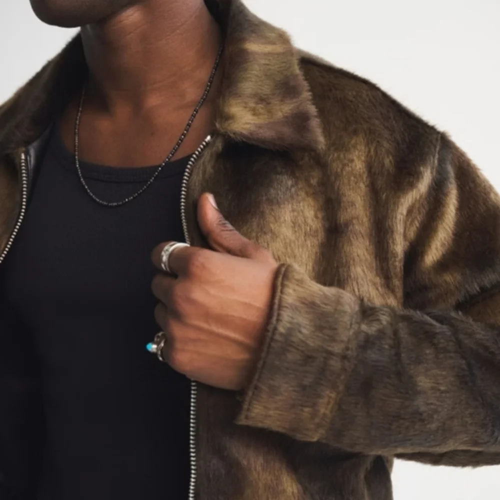 Abercrombie & Fitch Brown Faux Fur Bomber Jacket - Picture 3 of 8